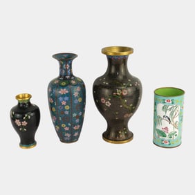 Cloisonne Enameled Brass Assorted Vases