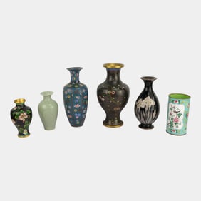 Cloisonne Enameled Brass Assorted Vases