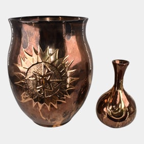 Elaine Knutson Studio Art Pottery Hand Made Ceramic Metallic Luster Vases