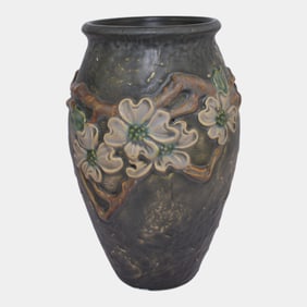Roseville Dogwood Textured Green 1926 Vintage Art Pottery Ceramic Vase 303-9