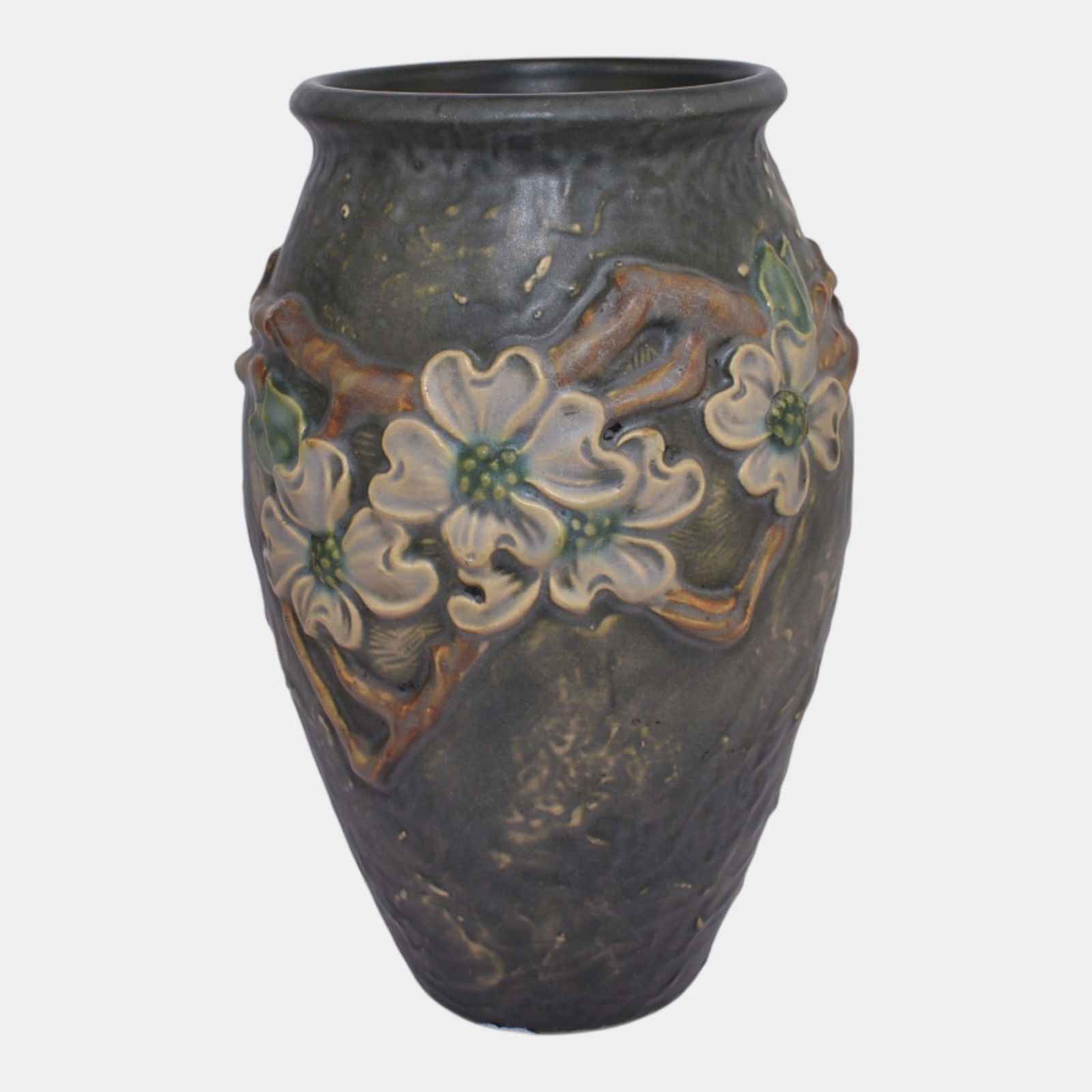 Roseville Dogwood Textured Green 1926 Vintage Art Pottery Ceramic Vase 303-9 (1 of 3)