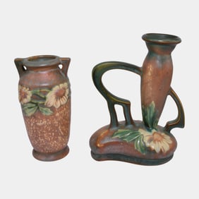 Roseville Dahlrose Brown Vintage Art Pottery Ceramic Vase Bud Vase