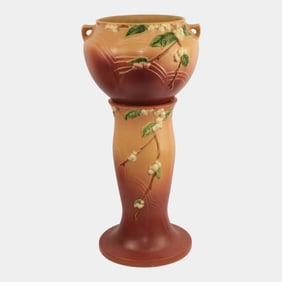 Roseville Pottery Snowberry Pink Jardiniere And Pedestal 1J-8 A