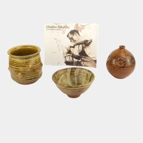 Charles Lakofsky Ohio Modernist Studio Pottery Vases Bowl and Book