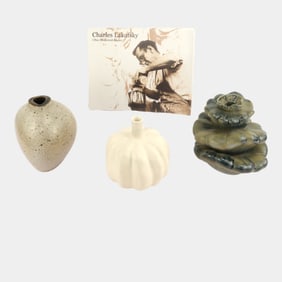 Charles Lakofsky Ohio Modernist Studio Pottery Bud Vases and Book