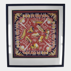 New York Worlds Fair 1939 Framed Art Deco Handkerchief