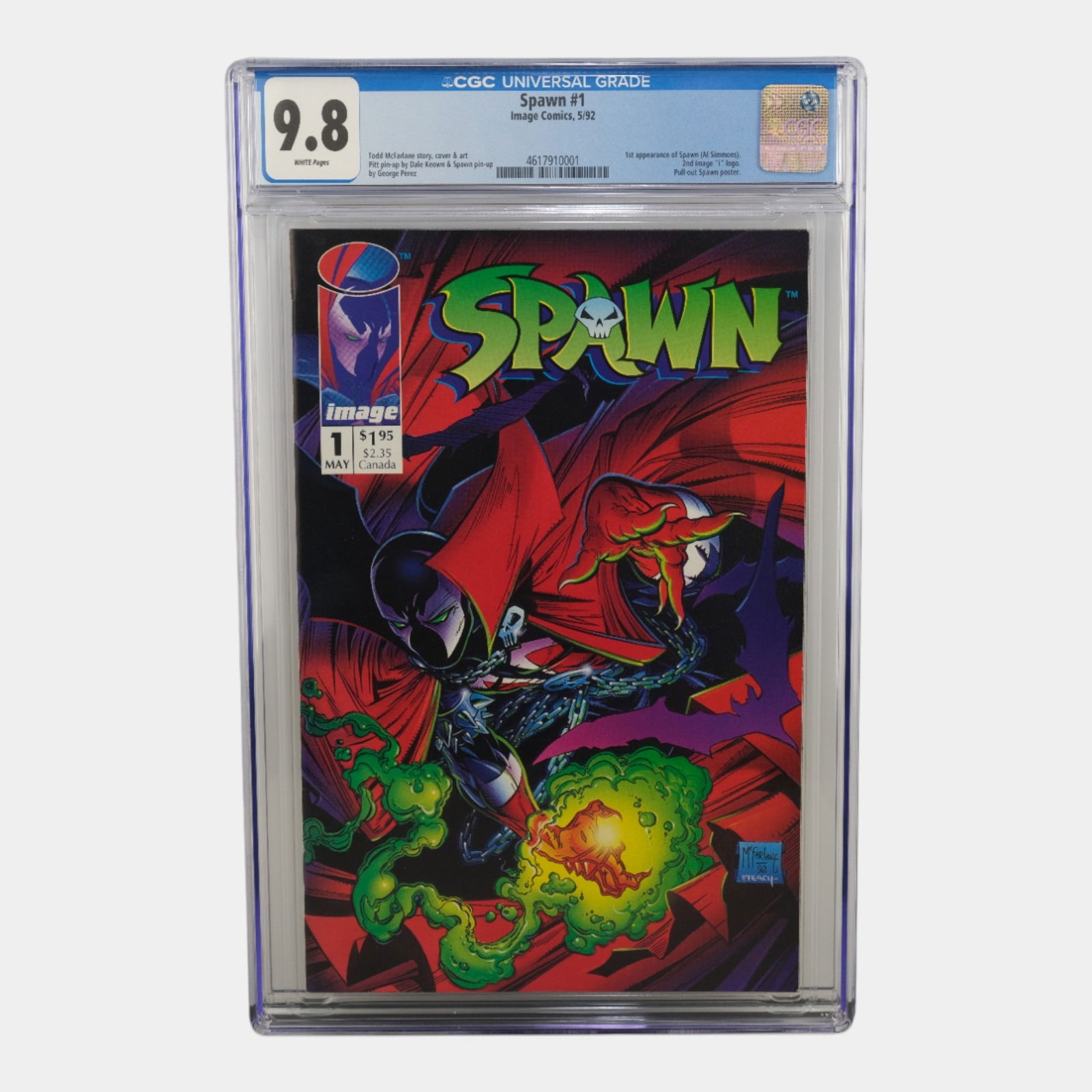 Spawn #1 CGC 9.8 White Pages Key Comic Book Image Comics 5/92 (1 of 2)