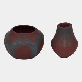 Van Briggle 1930s Vintage Art Pottery Two Mulberry Vases
