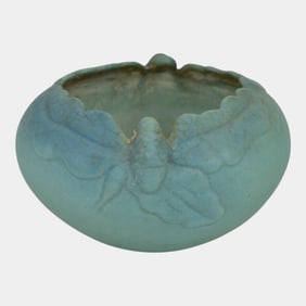 Van Briggle Vintage Pottery Blue Acorns Leaves Bowl