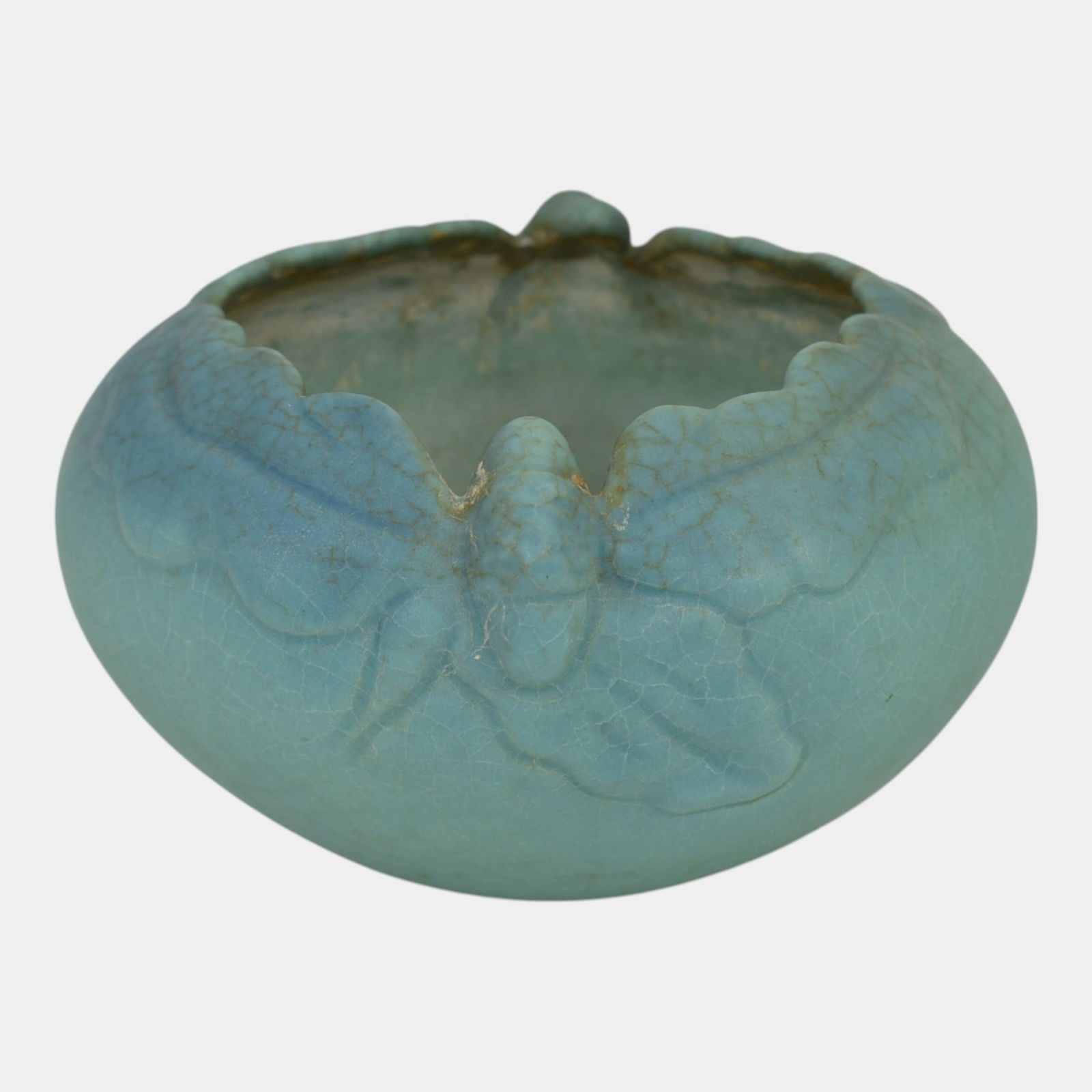 Van Briggle Vintage Pottery Blue Acorns Leaves Bowl (1 of 6)