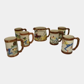 Roseville Ohio Imperial Porcelain Six Mugs Pitcher