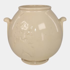 Weller Velva 1920s Pottery White Floral Ceramic Vase