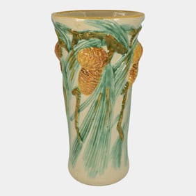 Art Pottery Peters and Reed Style Pine Cone Tall Vase