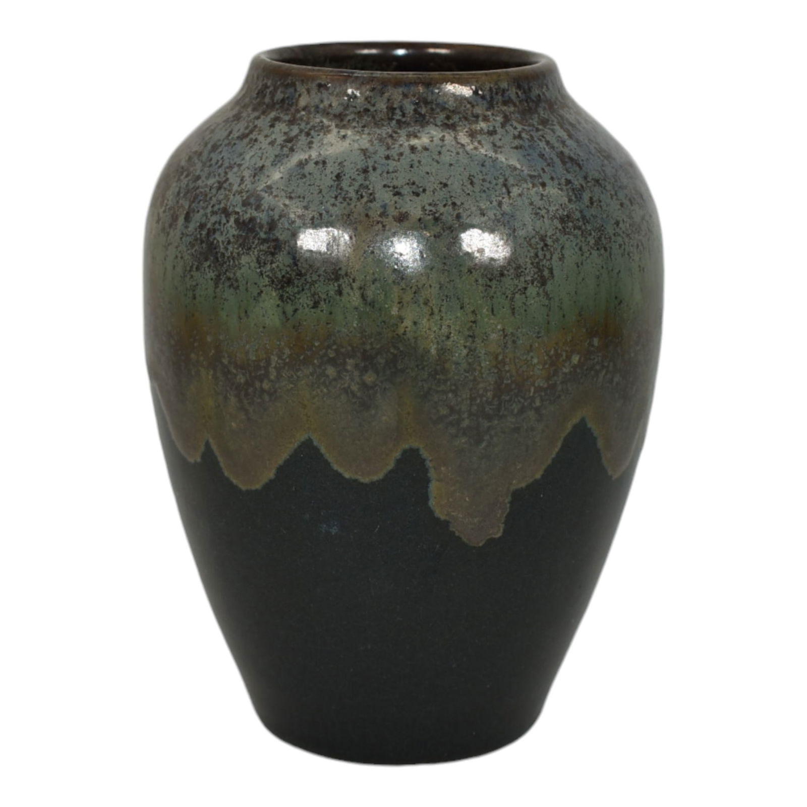 Studio Art Pottery Dark Blue Drip Over Matte Black Vase 514 (1 of 6)