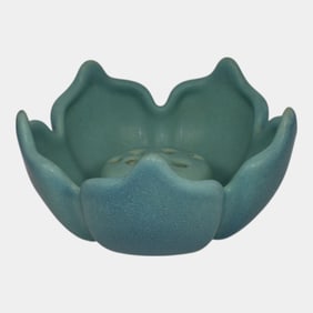 Van Briggle 1Pottery Blue Lotus Leaf Flower Frog Bowl