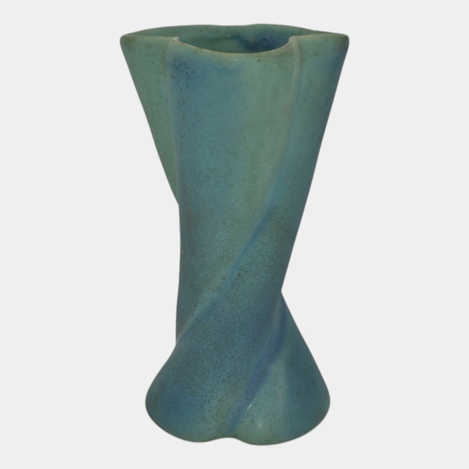 Van Briggle 1940s Vintage Arts And Crafts Blue Swirl Twist Vase (1 of 6)