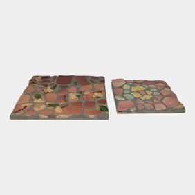 Roseville Snowberry Hull Water Lily Pottery Mosaic Tile