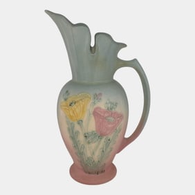 Hull Poppy 1930s Pottery Blue Pink Pitcher 610-13