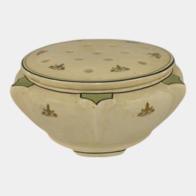 Roseville Creamware Vintage Art Pottery Flower Frog Bowl