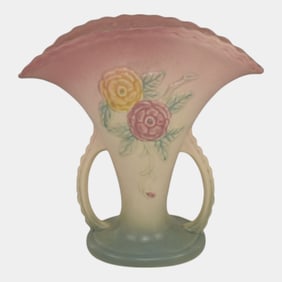 Hull Pottery Open Rose Pink Vase 108-8