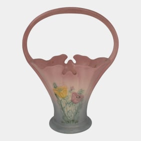 Hull Poppy Vintage Art Pottery Pink Ceramic Basket 601-9