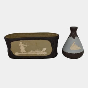 Jasperware Style Vintage Pottery Ceramic Vase Window Box