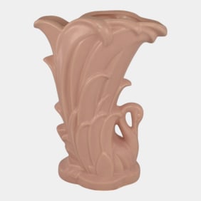 McCoy Mid Century Modern Art Pottery Pink Swan Vase