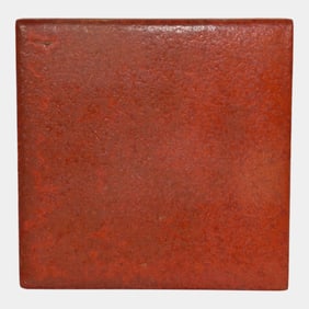 AETCO American Encaustic Vintage Pottery Uranium Orange Red Ceramic Tile