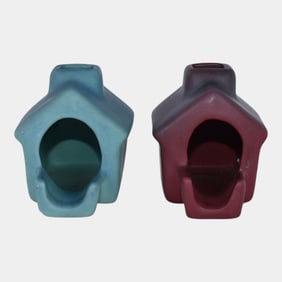 Van Briggle Pottery 1930s Dog House Incense Burners