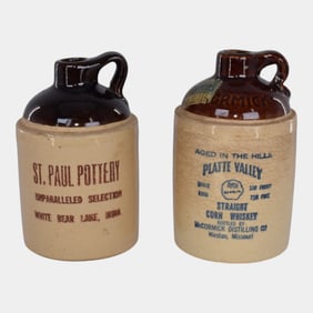 Vintage Art Pottery Stoneware Advertising Jugs