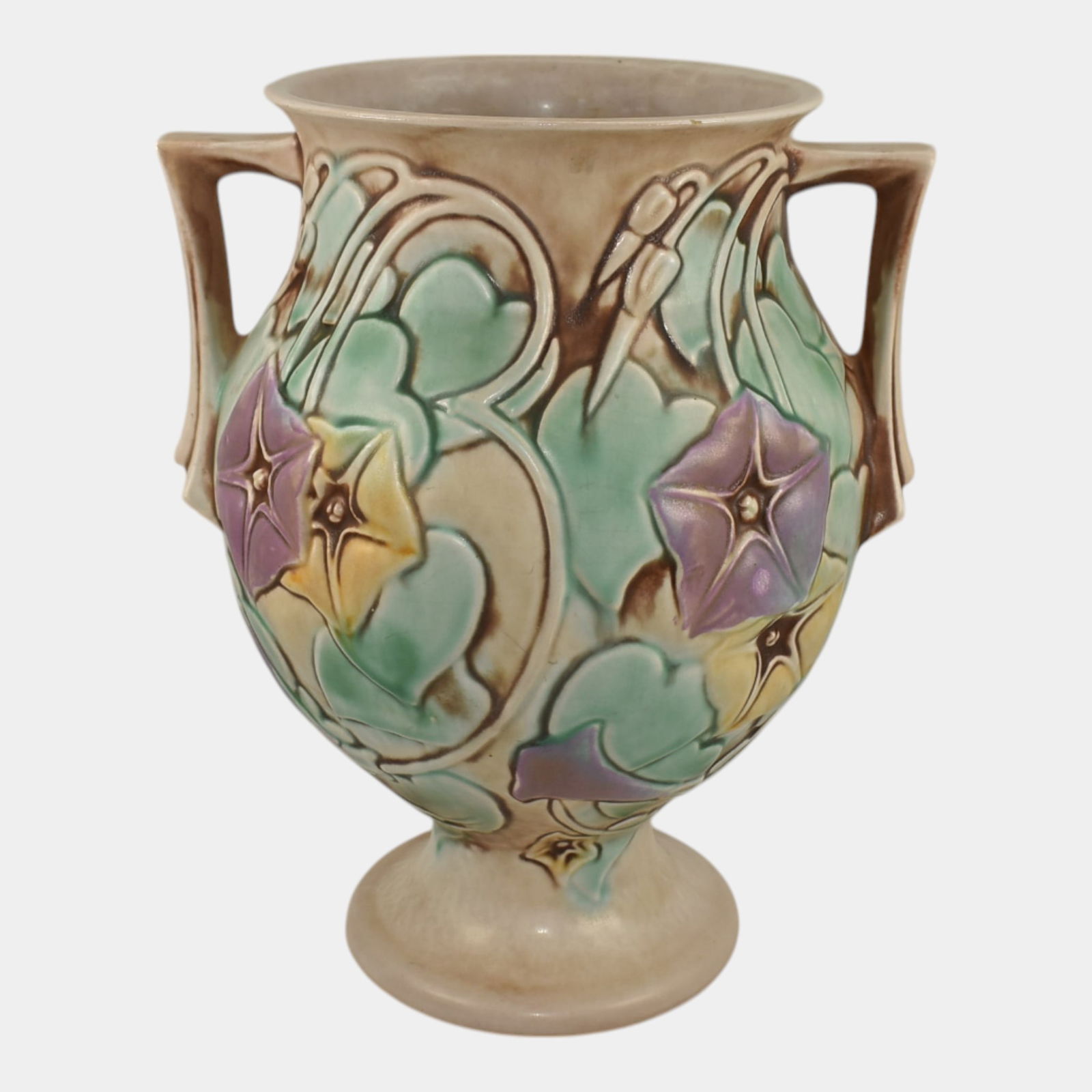 Roseville Morning Glory White Vase 728-9: We offer in house shipping on all items. Plus spend $500 on winning bids and your shipping is free. Roseville Morning Glory White Vase 728-9 Roseville Morning Glory White 1935 Vintage Art Deco Pottery