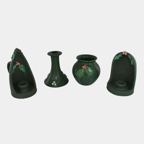 Door Vintage Art Pottery Matte Green Vase Candle Holder Chambersticks