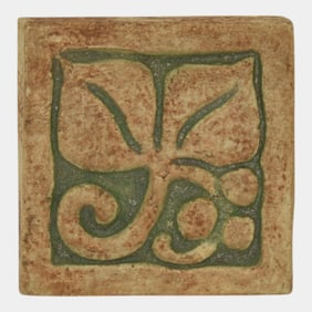Tempest Tileroom Vintage Art Pottery Tan Green Ceramic Tile