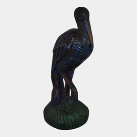 Red Wing Pottery Brush Ware Style Stork Figurine Cold Painted