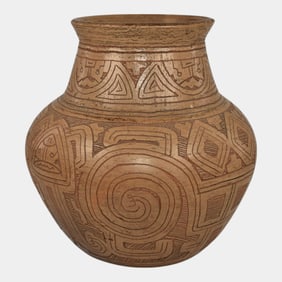 Raimundo Cardodo Brazilian Pottery Geometric Carved Design Vase