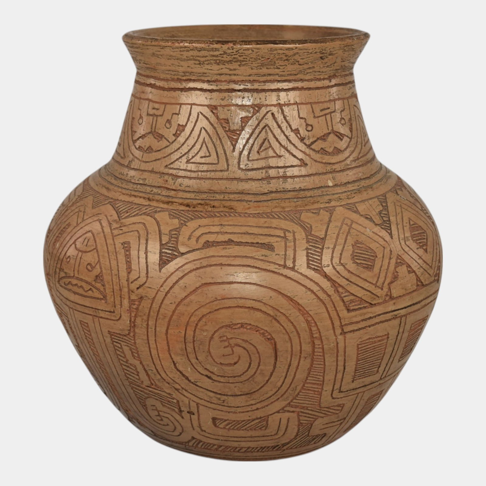 Raimundo Cardodo Brazilian Pottery Geometric Carved Design Vase (1 of 6)