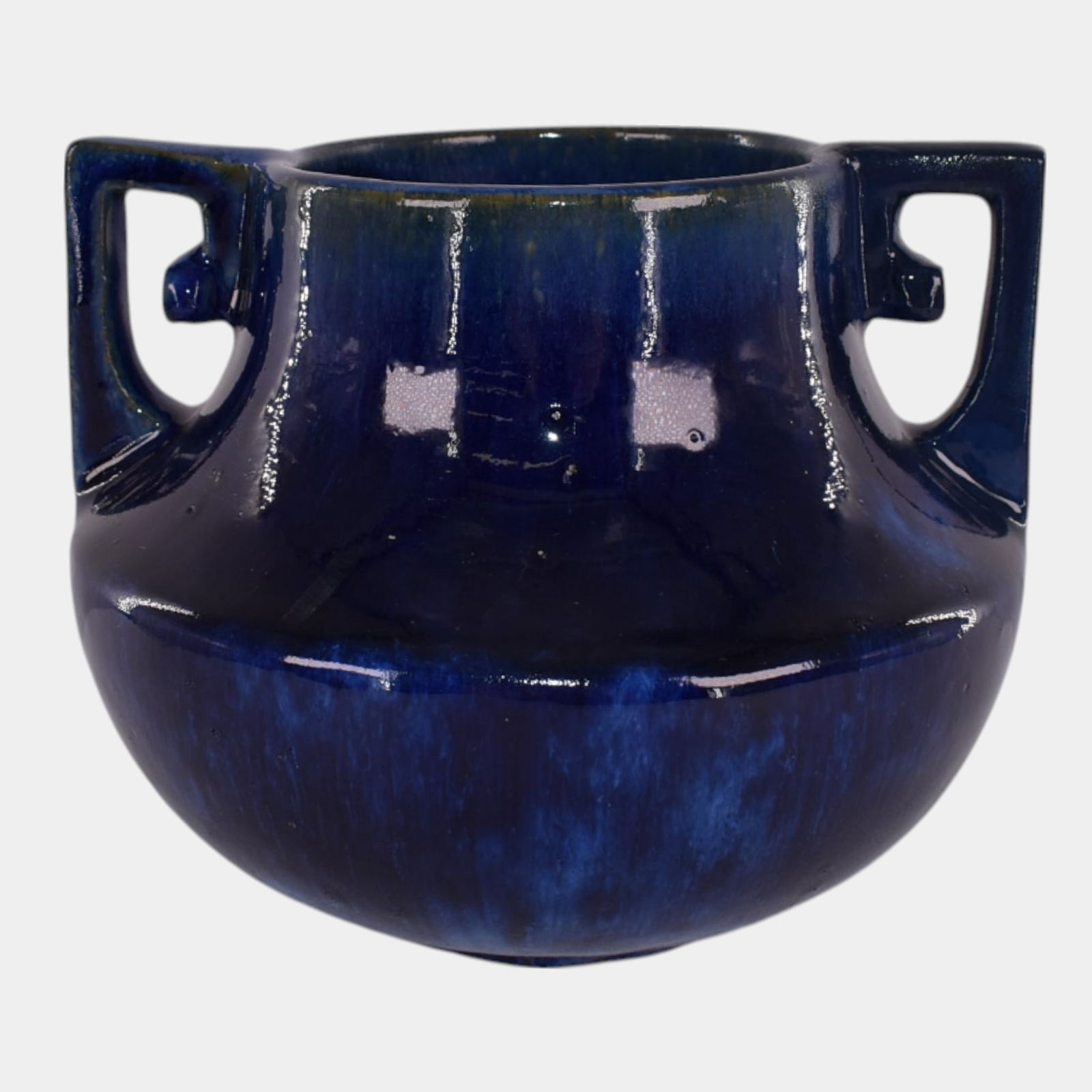 Fulper Vintage Art Pottery Blue Double Handle Vase (1 of 8)