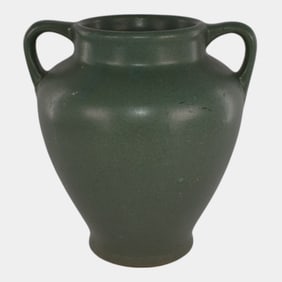 Zanesville Stoneware Vintage Pottery Matte Green Vase 791