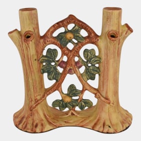 Weller Alvin Woodcraft 1928 Pottery Apple Double Bud Vase