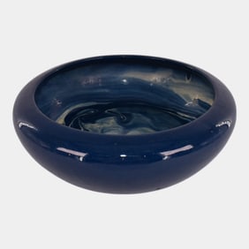 Peters and Reed Marbleized Art Pottery Blue Bowl