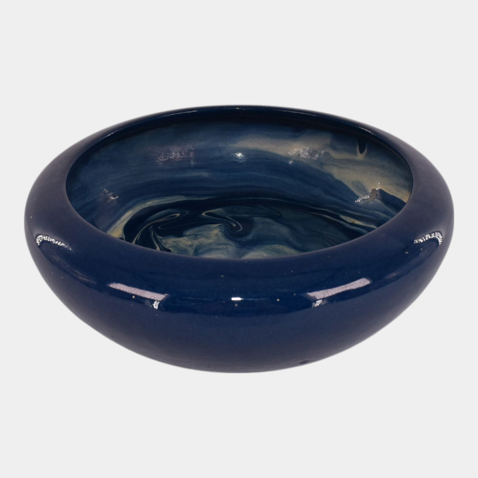 Peters and Reed Marbleized Art Pottery Blue Bowl (1 of 6)