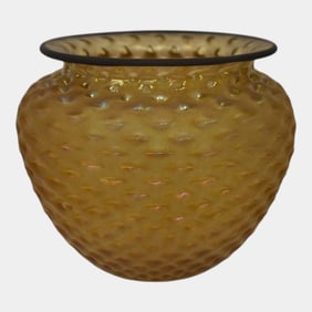 Vintage Art Yellow Glass Vase