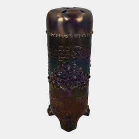 Fenton Carnival Glass Orange Tree Cobalt Blue Hatpin Holder