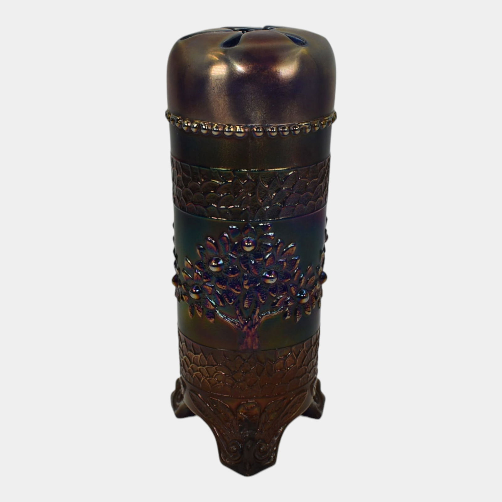 Fenton Carnival Glass Orange Tree Cobalt Blue Hatpin Holder (1 of 6)