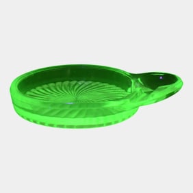 Uranium Green Depression Glass Ash Trays Set Of 2