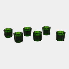 Dark Green Glass Votive Candle Cups Set Of 6