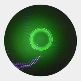 Uranium Green Depression Glass Swirl Pattern Round Platter Tray