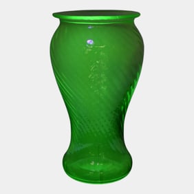 Uranium Green Depression Glass Vase