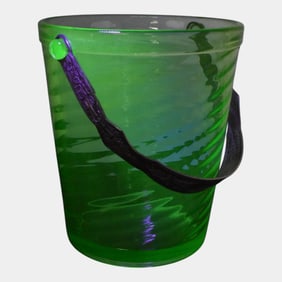 Uranium Green Depression Glass Ice Bucket