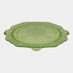 Anchor Hocking Princess Uranium Green Glass Cake Plate